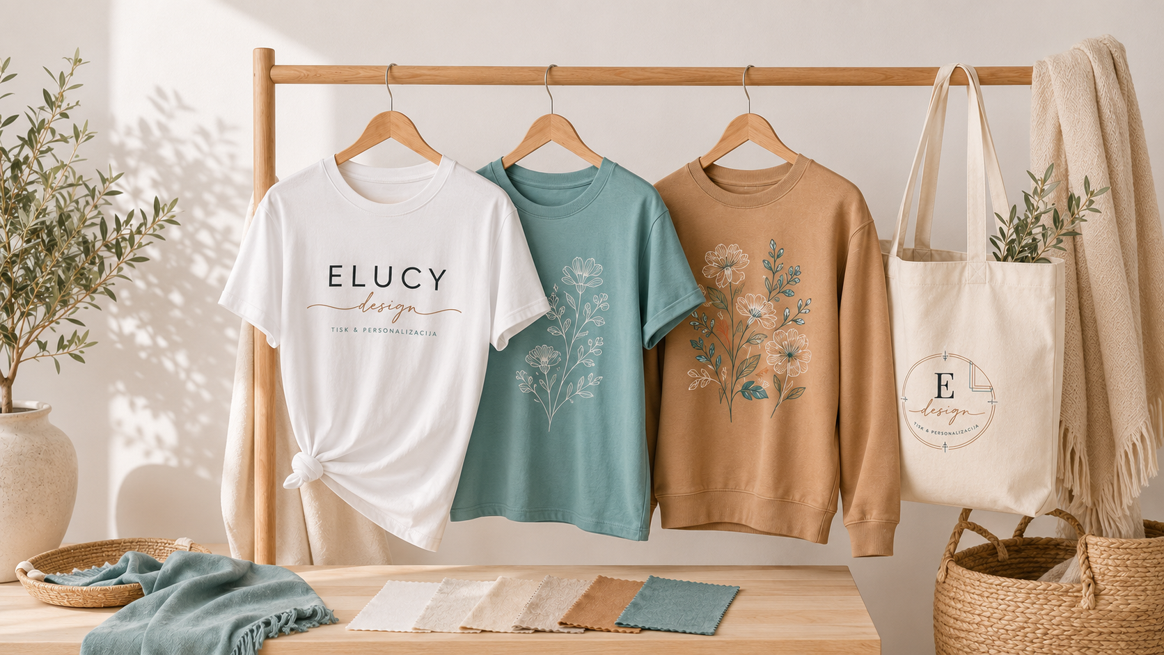 Elucy Design oblačila in tote bag v naravnih tonih